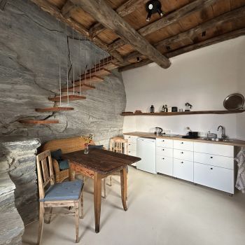 Livingroom and kitchen in holiday apartment kafenio in ikaria